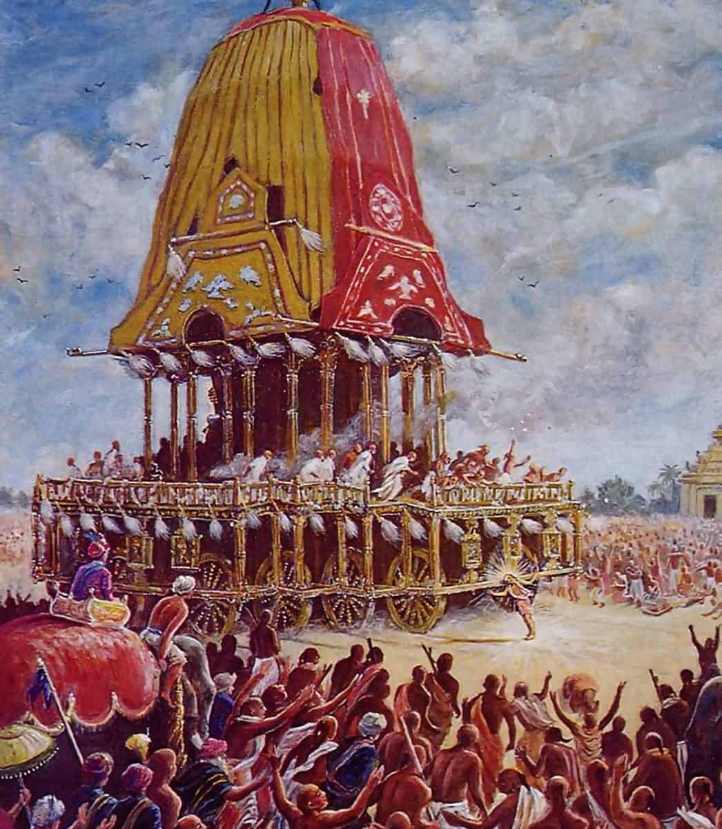 Lord Caitanya Mahaprabhu pulled the chariot from the Jagannatha Temple